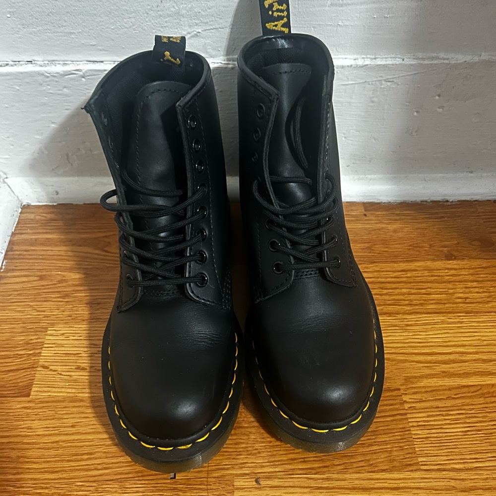Dr. Martens Black Boots with Yellow Stitching